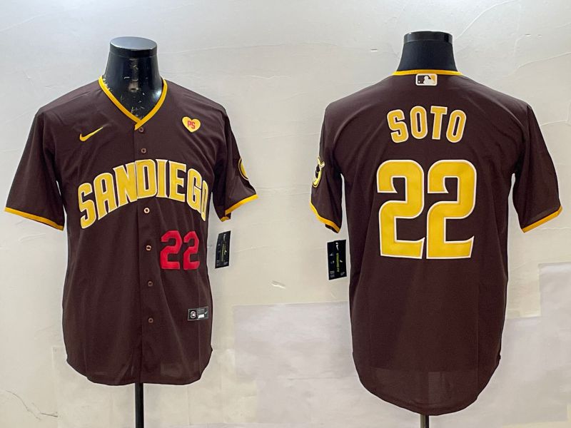 Men San Diego Padres 22 Soto Brown Game 2025 Nike MLB Jersey style 10